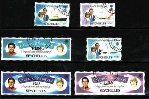 Seychelles-Sc#469-74- id7-used set-Royal Wedding-Princess Diana-1981-