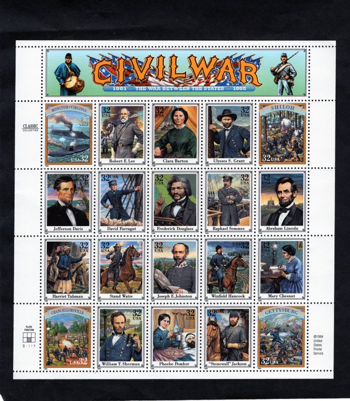 2975 Civil War, MNH sheet/20 (#S1111)