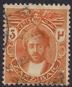 Zanzibar 1921 - 29 KGV 3ct Sultan Khalifa Bin Harub used SG 278 ( B1138 )