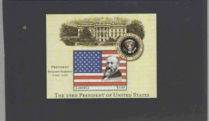 LIBERIA 2001 23RD PRESIDENT OF THE U.S BEN HARRISON MINT VF NH O.G S/S (14