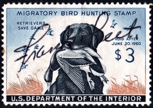 RW26 $3.00 Labrador with Mallard Duck Stamp (1959) Used