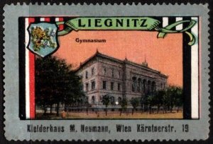 Vintage Germany Poster Stamp Liegnitz Gymnasium M. Neumann Clothing Store