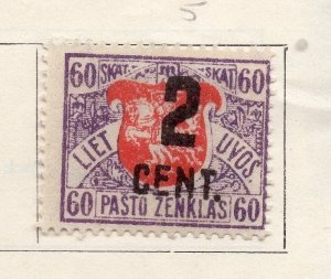 Lithuania 1922 Early Issue Fine Mint Hinged 2c. Surcharged 175619