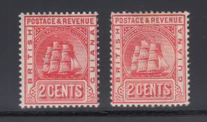 British Guiana Sc 172, 172b MLH. 1907 2c Seal of the Colony, types I & II