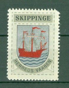 Denmark. Poster Stamp 1940/42. Mnh. District: Skippinge. Coats Of Arms.Sail Ship