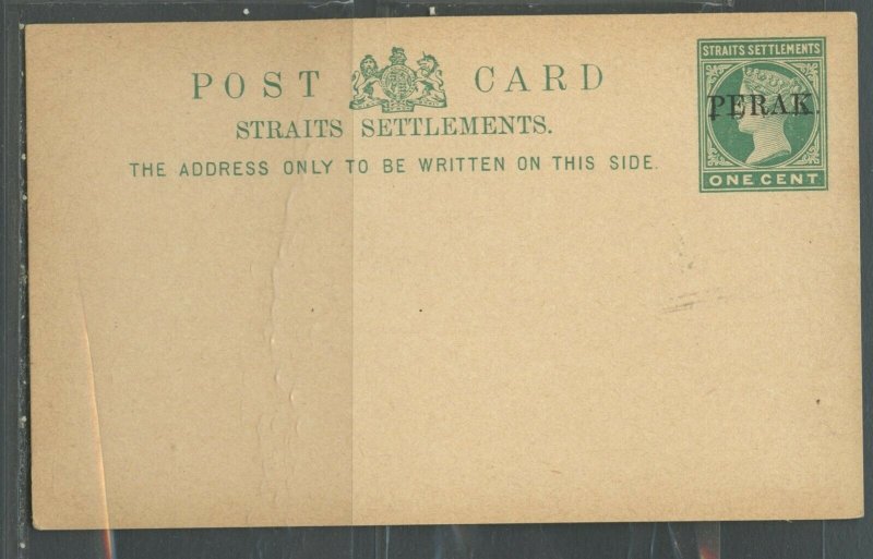 MALAYA PERAK 1C GREEN OVERPINT LOT OF 10 MINT POSTAL STATIONERY POSTCARDS SHOWN