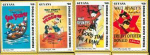 GUYANA - Scott 2780A  set of 50 poster stamps - DONALD DUCK: GOLF devils PENGUIN