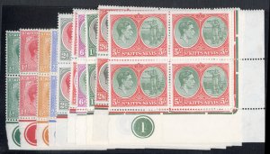 St. Kitts-Nevis #79-88 Cat$158.60+ (for hinged), 1938 George VI, 1/2p-5sh, te...