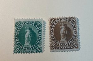 KAPPYSTAMPS BOLIVIA 1871 REVENUE STAMPS ALLOWED FOR POSTAGE USE 2 DIFFERENT G124