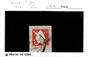 Germany, Postage Stamp, #724 Used, 1954 Bishops Miter Sword (AG)