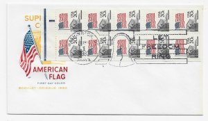 US 1896b 20c Flag Booklet Pane of 10 on FDC Farnam Cachet ECV $30.00