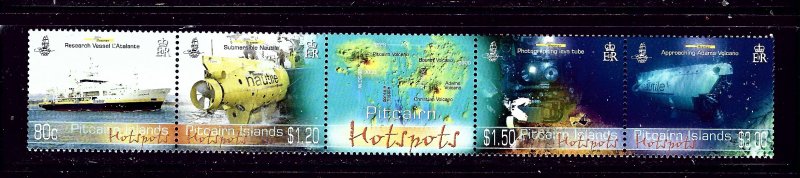 Pitcairn Is 706 MNH 2010 Exploring Volcanoes strip of 5 (been folded)