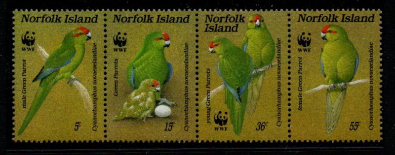 Norfolk Island Sc 421 1987 Parrot WWF stamp strip mint NH