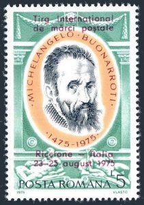 Romania 2511, MNH. Mi 3291. Michelangelo Buonartoti,  Riccione-1975 overprinted.