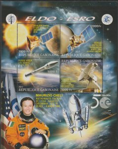 SPACE EXPLORATION #6  perf sheet containing four values mnh