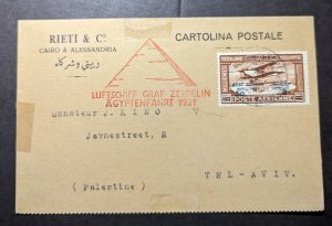 1931 Egypt Airmail LZ 127 Graf Zeppelin Cover Cairo to Tel Aviv Palestine