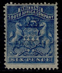 RHODESIA QV SG3, 6d deep blue, LH MINT. Cat £50. wmk, clear & full A