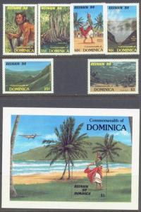 DOMINICA 1074-80 MNH 1988 Independence Anniv.with Sov. Sheet