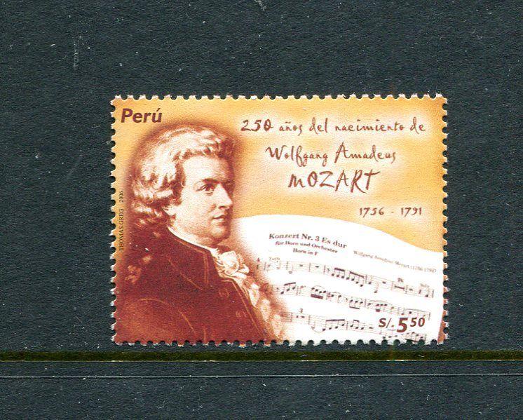 Peru 1535, MNH, Personality Wolfgang Amadeus Mozart 2006. x29696