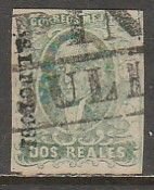 MEXICO-S.Luis Potosi-Pinos 3a, SK1518, 2REALES BLUE-GREEN, SCARCE. XF. (1628)