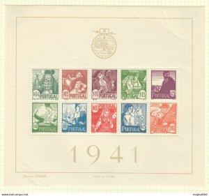 Sp399 1941 Portugal Culture People Costume Michel Bl4 300 Euro 1Bl Lh