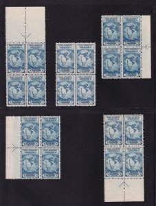 1935 Byrd Expedition 3c blue Sc 753 NGAI arrow blocks & center line blocks (N7