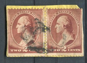 USA; 1870s early classic Washington issue used shade of 2c. Pair Postmark