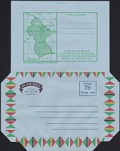 GUYANA 75c provisional map aerogramme unused ..............................B2251