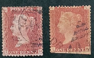 1864 Great Britain 1p Red, Pocket Lot of 7 with different Plates F/VF SC#33