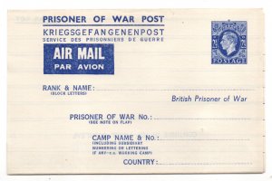 GB KGVI 2 1/2d Prisoner of War unused Air Letter flap at bottom WS37402