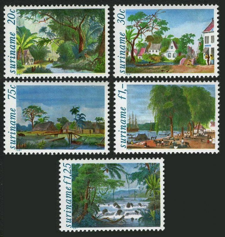 Surinam 583-587,586a,MNH.Mi 957-961,Bl.31. Paintings by Benoit:Landscapes.1981