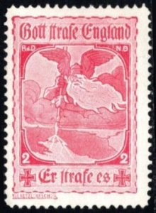 1914 German WW I Propaganda Poster Stamp God Punish England! He Punishes It