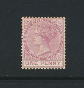 ST CHRISTOPHER 1882, 1d DULL MAGENTA WMK CA VF MINT SG#12 CAT£550 $720(SEE BELOW