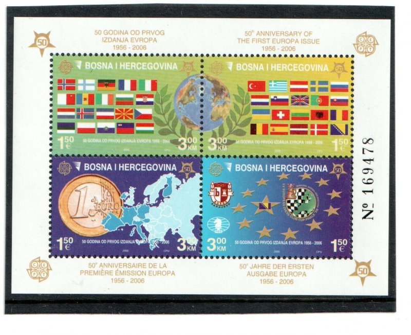 2005  BOSNIA  -  SG: MS845  -  EUROPA STAMPS 50th ANNIVERSARY - UNMOUNTED MINT