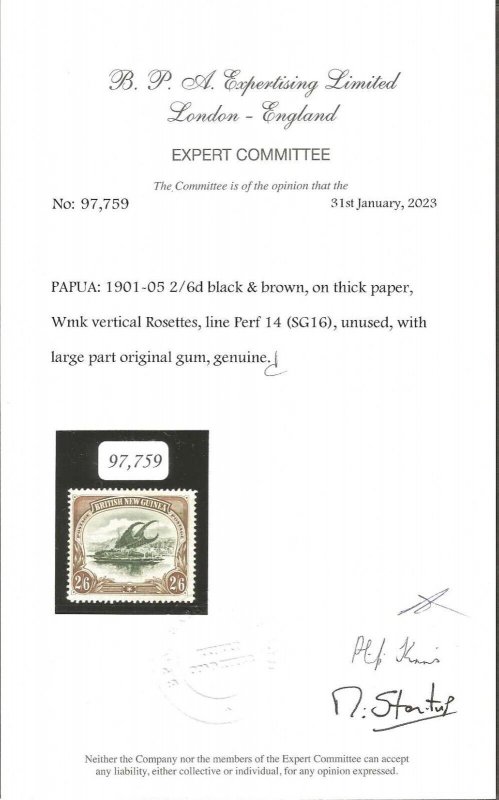 PAPUA 1901/05 SG 16 LMM CERT