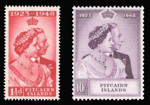 Pitcairn Islands #11-12 Cat$44.75, 1949 Silver Wedding, set of two, never hinged