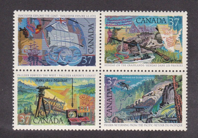 Canada # 1202a, Western Explorers,  Block of 4, NH, 1/2 Cat