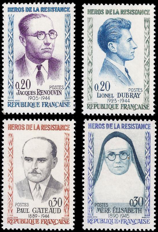 France 1961 Sc 990-93 MNH Heroes of the French Reisitance