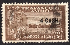 India Travancore Scott 46 VF used. FREE...