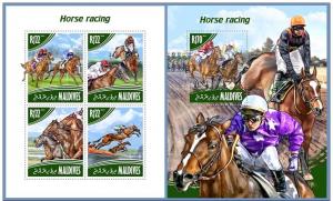 MALDIVES 2014 2 SHEETS mld14502ab SPORTS HORSE RACING HIPICA