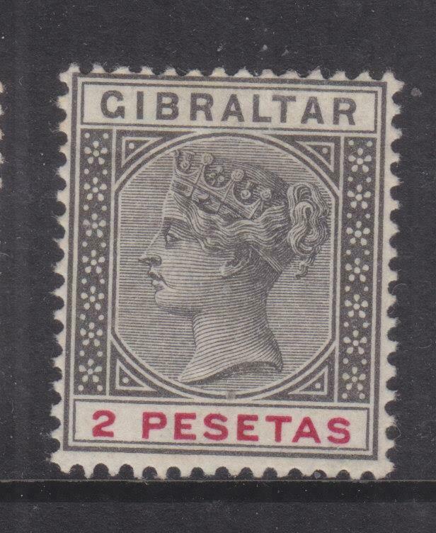 GIBRALTAR, 1896 2p. Black & Carmine, mnh., small thin at top.