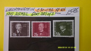 Liechtenstein 1948 Airmail Scott# C30-C32 Mint NH XF Short set of 3