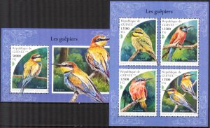 Guinea 2018 Birds Bee Eaters sheet + S/S MNH