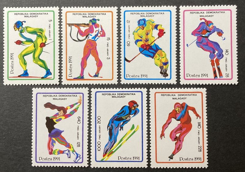 Madagascar 1991 #1037-43, 1992 Winter Olympics, MNH.