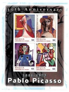 Bequia 2004 - Pablo Picasso Art - Sheet of 4 Stamps -  Scott #330 - MNH