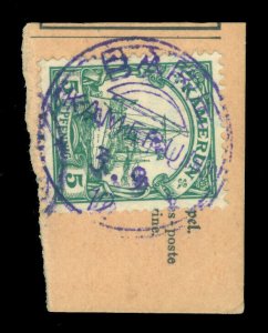 German Colonies - CAMEROUN 1900 Yacht 5pf green Sc# 8 used VF BARE(violet) cxl