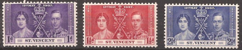 ST. VINCENT SC#138-140 Coronation of King George VI (1937) MH