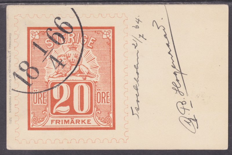 Sweden Sc 56 on 1904 Stamp Facsimile PPC to Breda, Holland