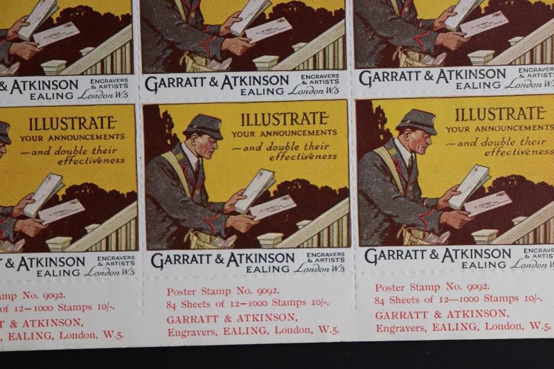 Garratt Atkinson Engraver artist W5 Printer stamp ad sheet London Poster Art DM