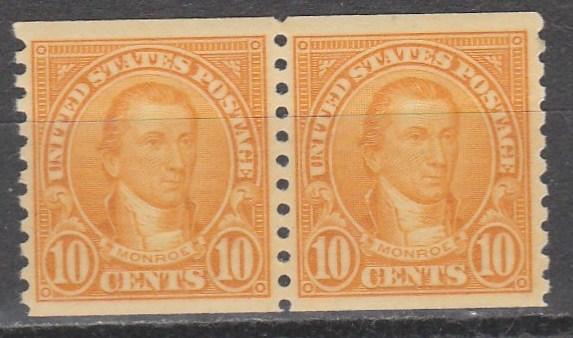 US #603 F-VF Unused Pair  CV $8.00    (A7340)